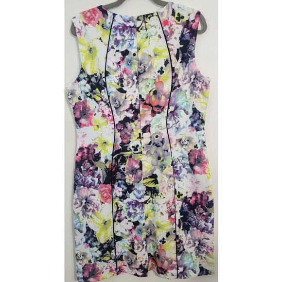 Tahari Arthur S. Levine Dress Womens 16 Colorful Floral Bodycon Sleeveless Dress - Picture 4 of 11